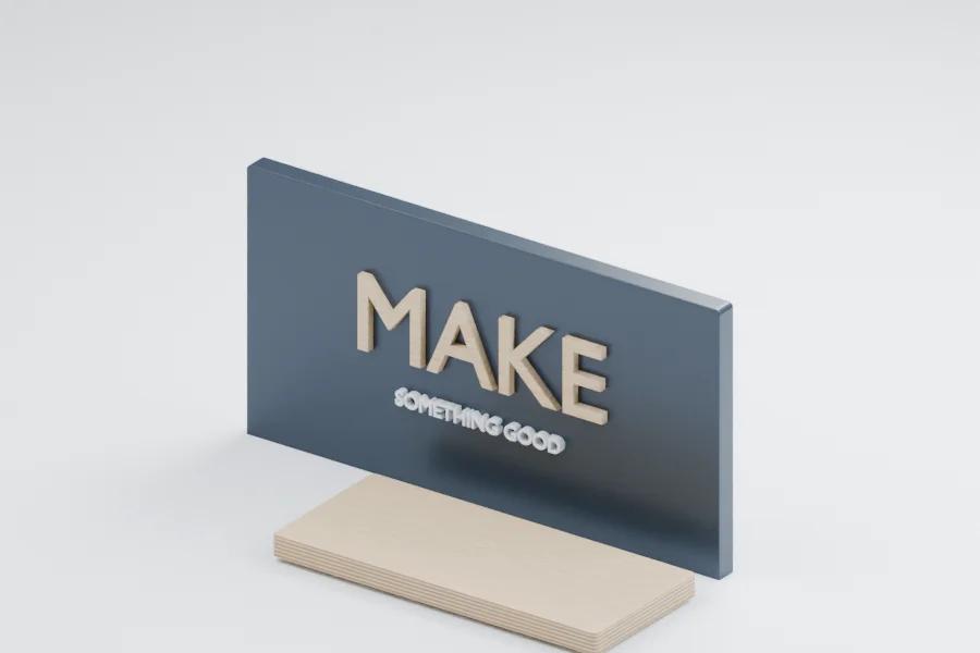 Illustrative assembled sign with separate raised letters and a plywood base
